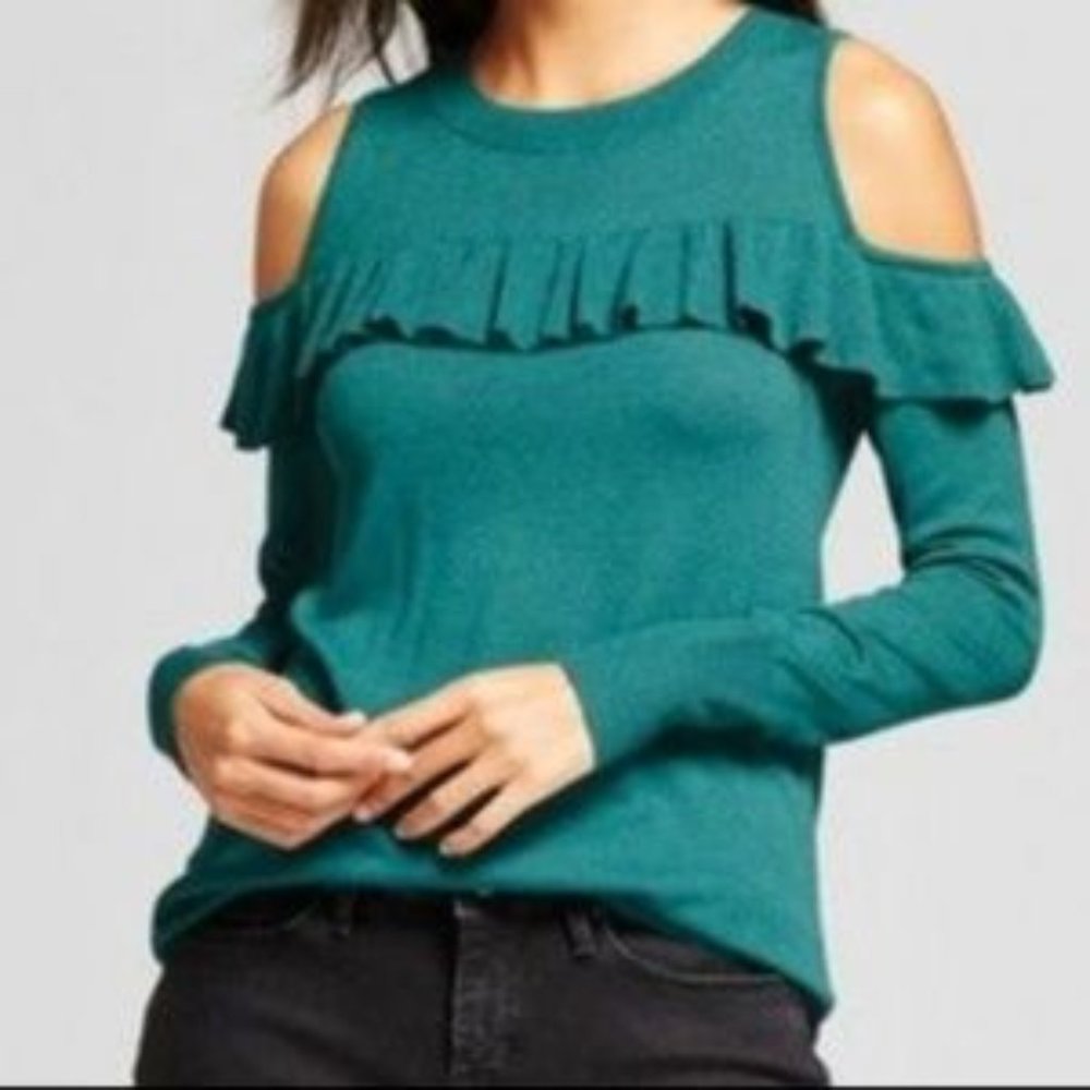 Green Cold-Shoulder Top